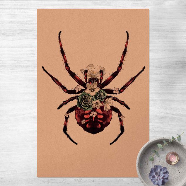 tapete para sala moderno Illustration Floral Spider