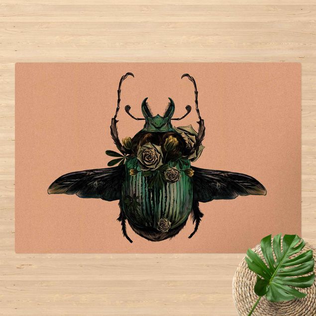 Tapetes verdes Illustration Floral Beetle