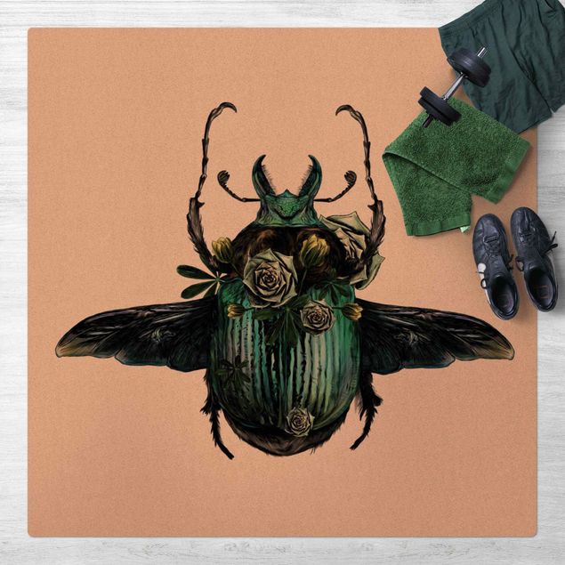 Tapetes modernos Illustration Floral Beetle