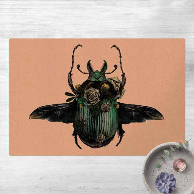 Tapetes modernos Illustration Floral Beetle