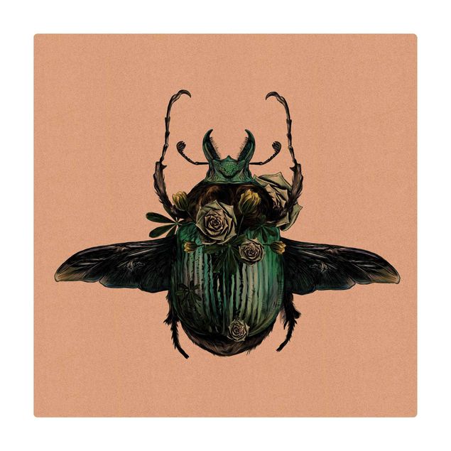 Tapete de cortiça Illustration Floral Beetle
