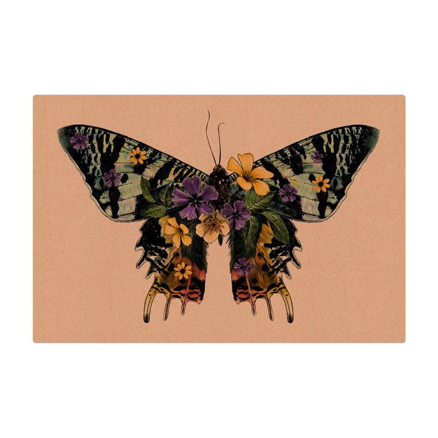 Tapete de cortiça Illustration Floral Madagascan Butterfly
