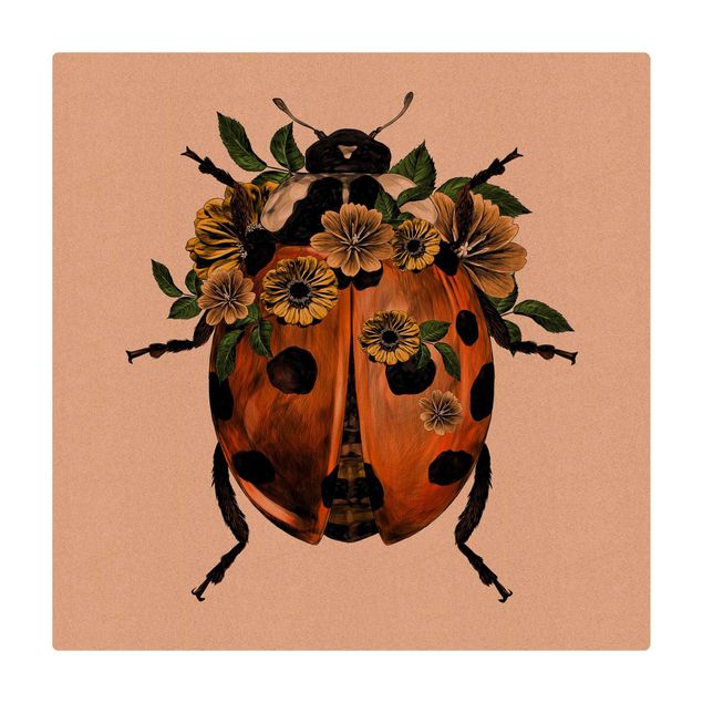 Tapete de cortiça Illustration Floral Ladybird