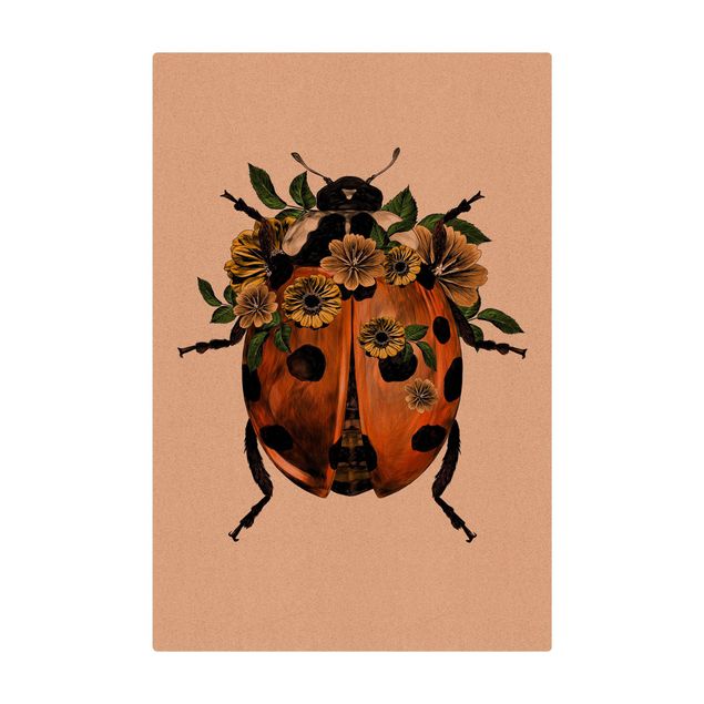 Tapete de cortiça Illustration Floral Ladybird