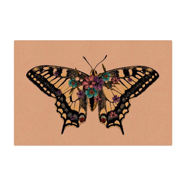 Tapete de cortiça Illustration Floral Swallowtail