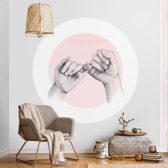 decoraçoes cozinha Illustration Hands Friendship Circle Pink White