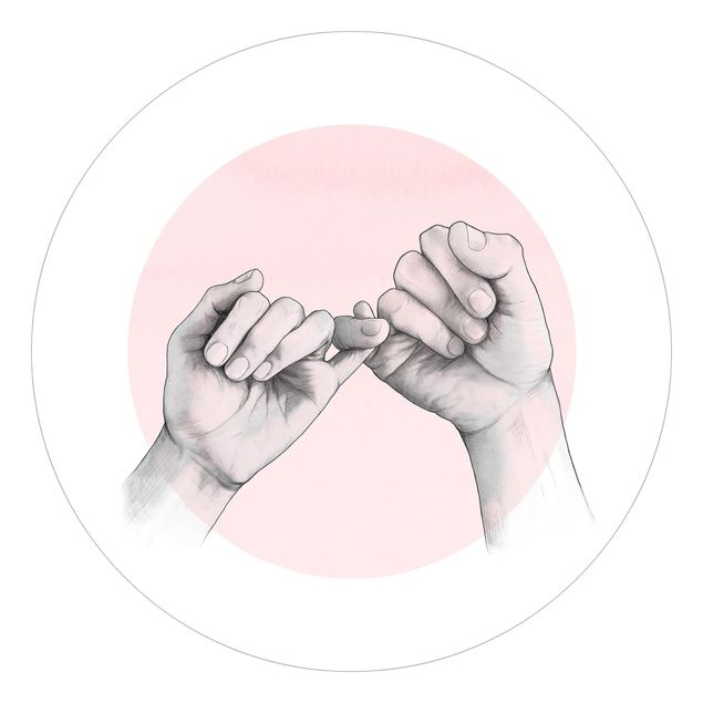 Quadros de Laura Graves Art Illustration Hands Friendship Circle Pink White