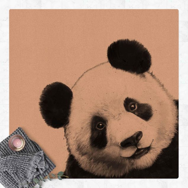 tapete para sala moderno Illustration Panda Black and White Drawing
