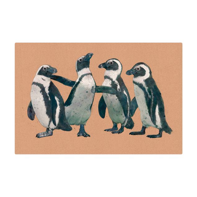 Tapete de cortiça Illustration Penguins Black And White Watercolour