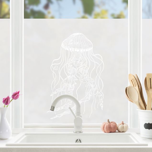 Autocolantes para vidros animais Illustration Jellyfish