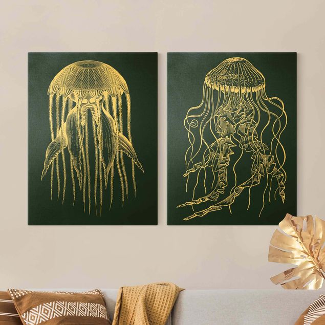 quadro com paisagens Illustration Jellyfish Duo