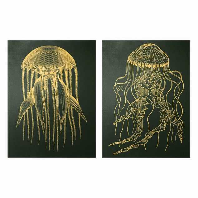 Quadros praia Illustration Jellyfish Duo