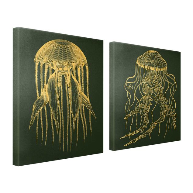 quadro decorativo mar Illustration Jellyfish Duo