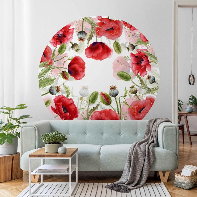 papel parede de flor Illustrated Poppies