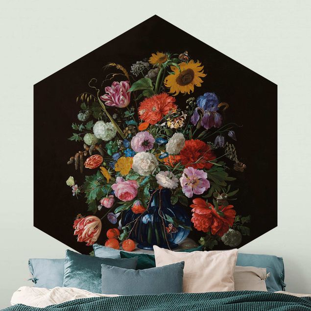 Papel de parede girassóis Jan Davidsz De Heem - Glass Vase With Flowers
