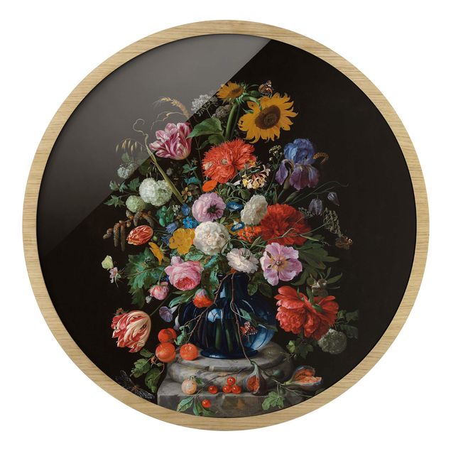 Quadros com moldura réplicas de quadros famosos Jan Davidsz De Heem - Glass Vase With Flowers
