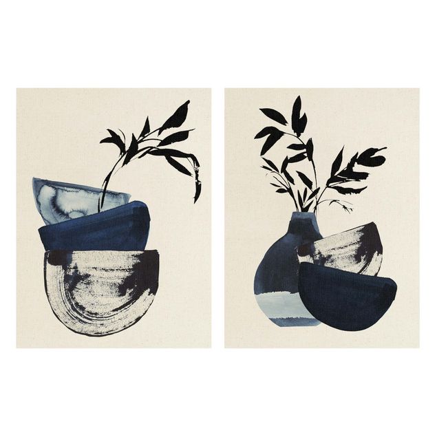 Quadros decorativos Japandi Watercolour - Tableware With Branches