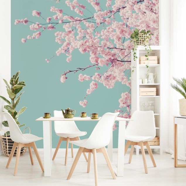 Papel de parede estilo rústico Japanese Cherry Blossoms