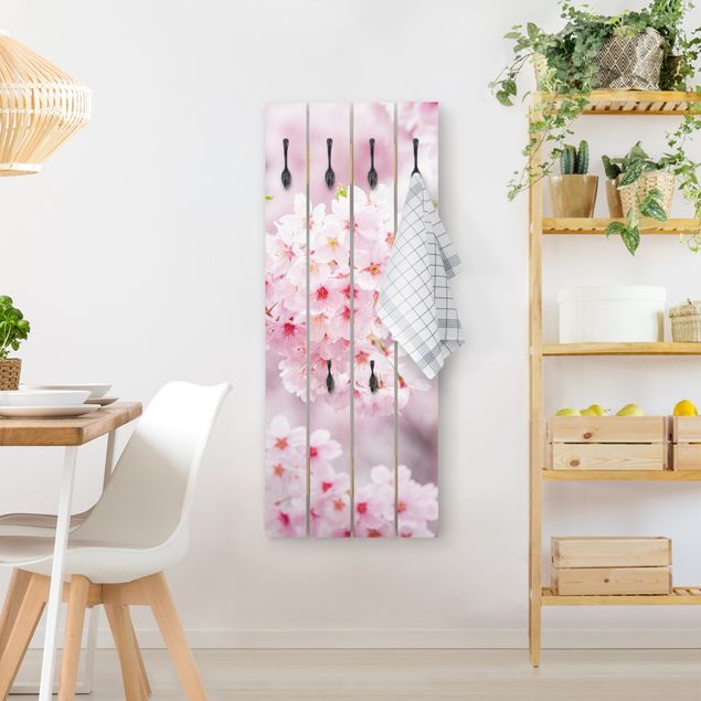Cabides de parede imitação madeira Japanese Cherry Blossoms