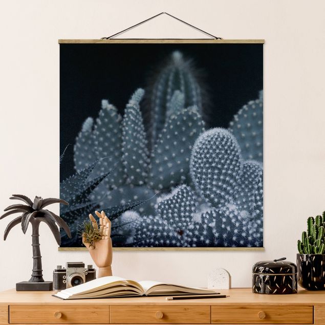 decoraçao para parede de cozinha Familiy Of Cacti At Night