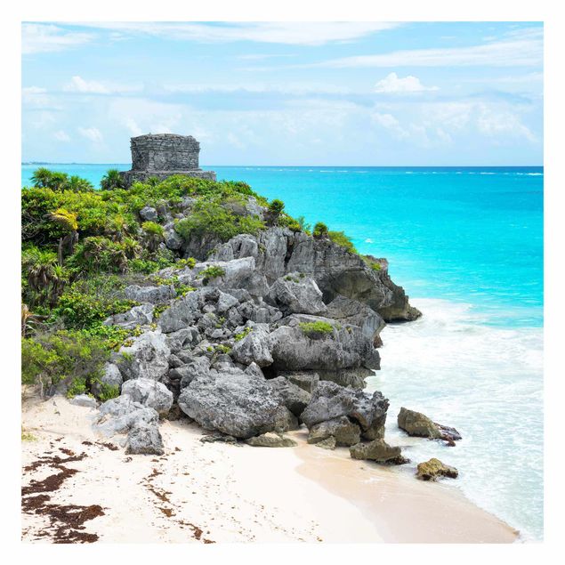 Papel de parede com verde Caribbean Coast Tulum Ruins