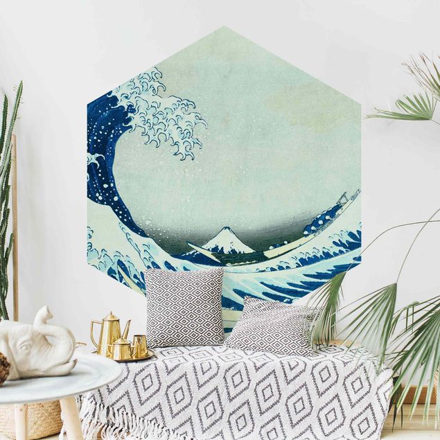 Papel de parede montanhas Katsushika Hokusai - The Great Wave At Kanagawa