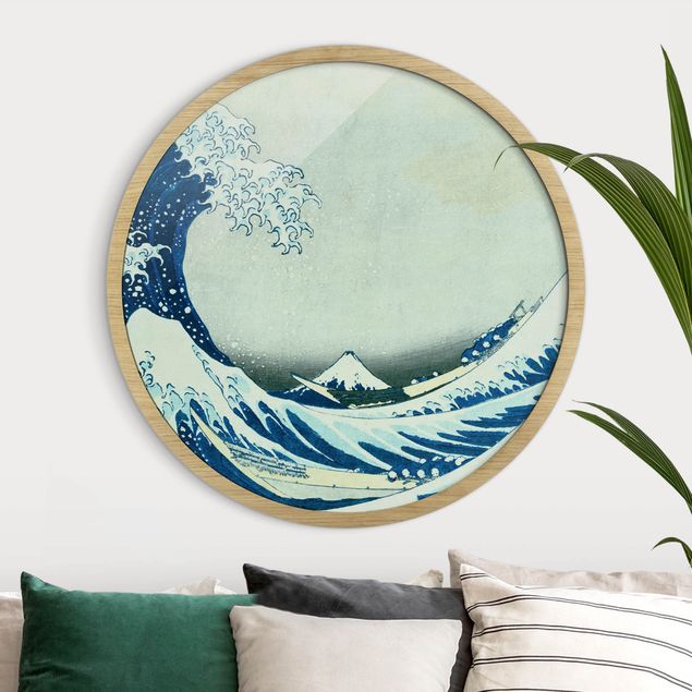 Quadros com moldura praia Katsushika Hokusai - The Great Wave At Kanagawa