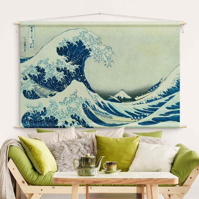 Tapeçaria de parede moderna Katsushika Hokusai - The Great Wave At Kanagawa