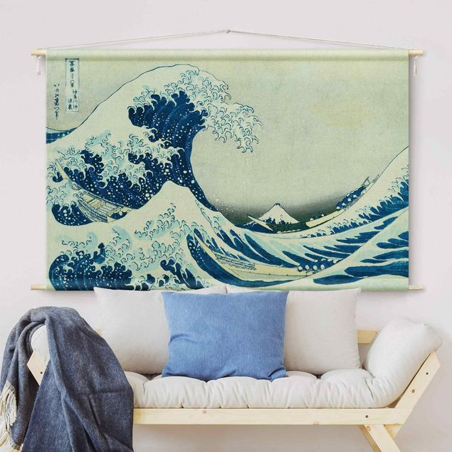 Tapeçaria de parede da natureza Katsushika Hokusai - The Great Wave At Kanagawa