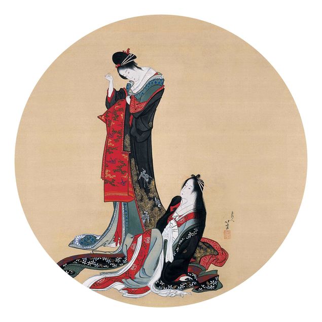 papel de parede para quarto de casal moderno Katsushika Hokusai - Two Courtesans