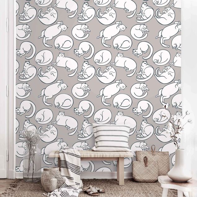 papéis de parede de gatinho Cat Pattern In Grey
