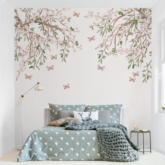 decoração para quartos infantis Cherry blossom in the butterflies' play of wings