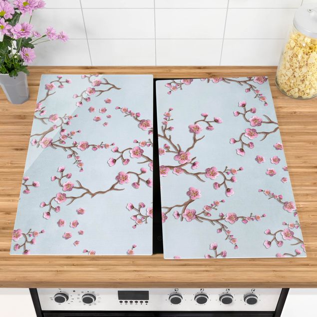 decoraçoes cozinha Cherry Blossoms On Blue