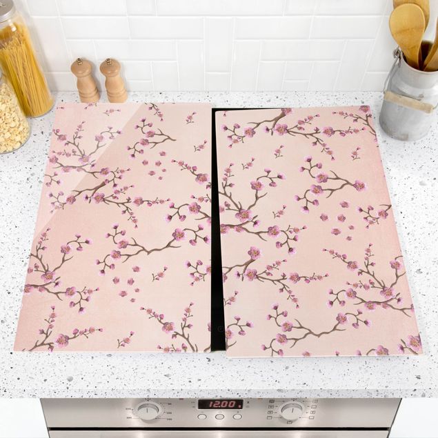 decoraçao cozinha Cherry Blossoms On Light Pink