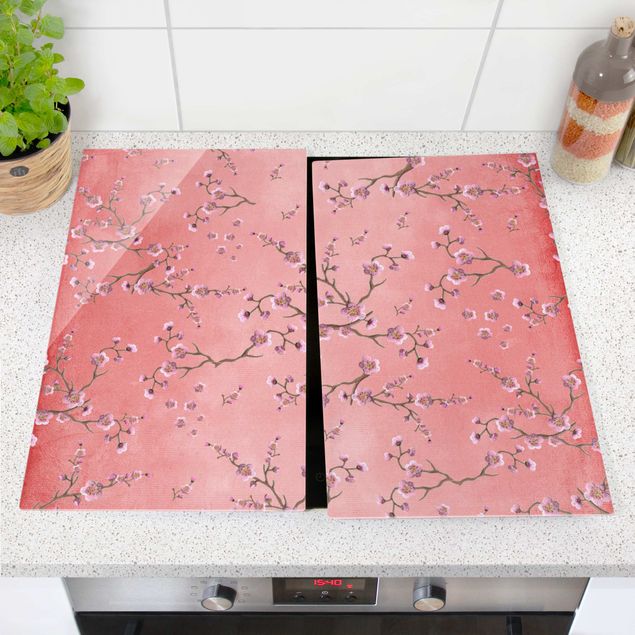 decoraçao cozinha Cherry Blossoms On Red