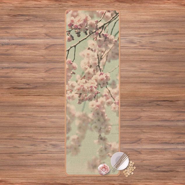 tapete para sala moderno Dancing Cherry Blossoms On Canvas