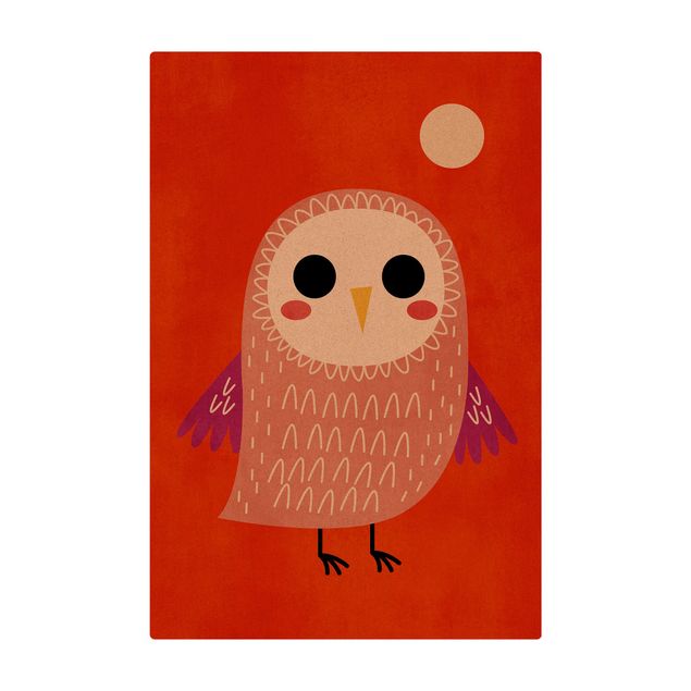 Tapete de cortiça Little Owl At Red Night