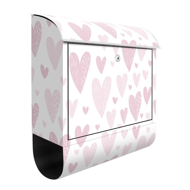 Caixas de correio em rosa Small And Big Drawn Light Pink Hearts