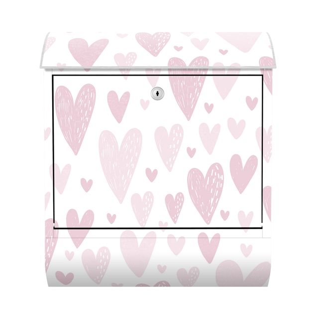 caixas de correio exteriores Small And Big Drawn Light Pink Hearts