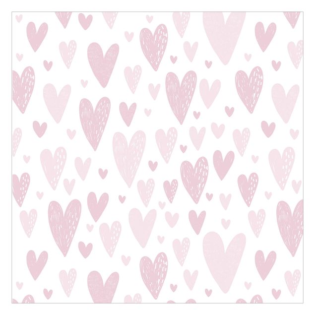 Papel de parede padrões Small And Big Drawn Light Pink Hearts