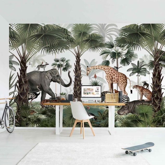 Papel de parede elefantes Kingdom of the jungle animals