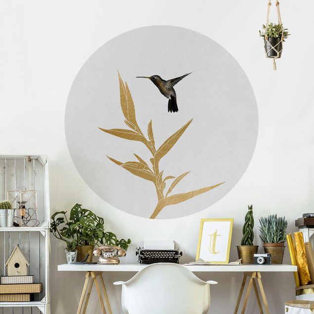 decoraçao para parede de cozinha Hummingbird And Tropical Golden Blossom II