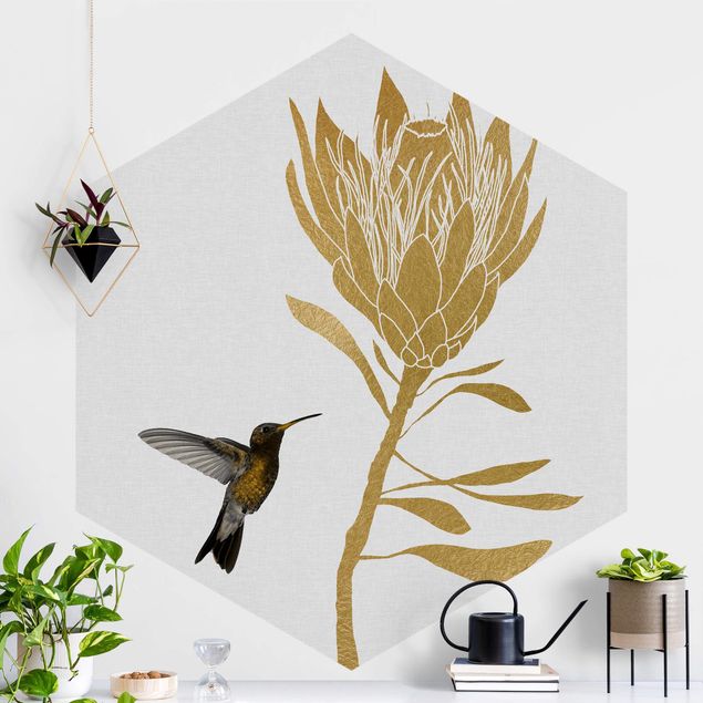 decoraçoes cozinha Hummingbird And Tropical Golden Blossom