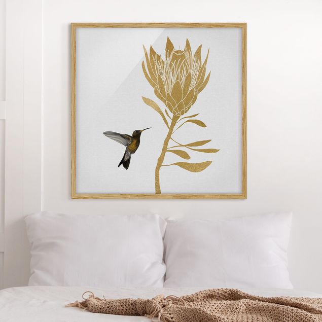 decoraçao cozinha Hummingbird And Tropical Golden Blossom