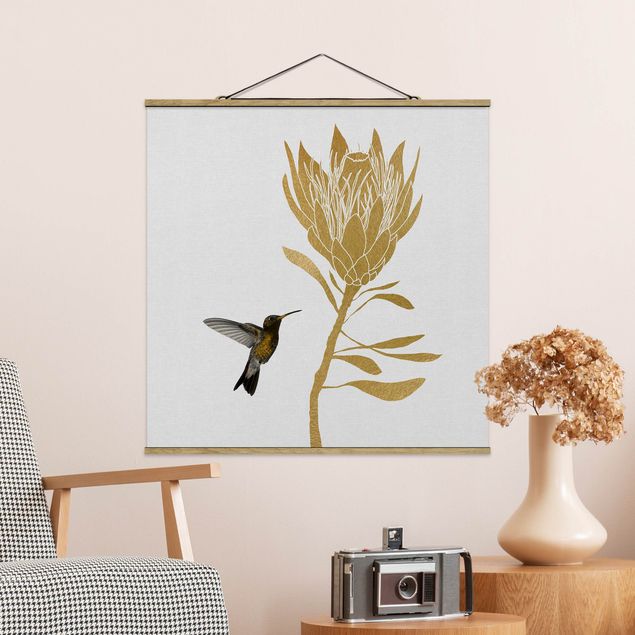 decoraçao cozinha Hummingbird And Tropical Golden Blossom