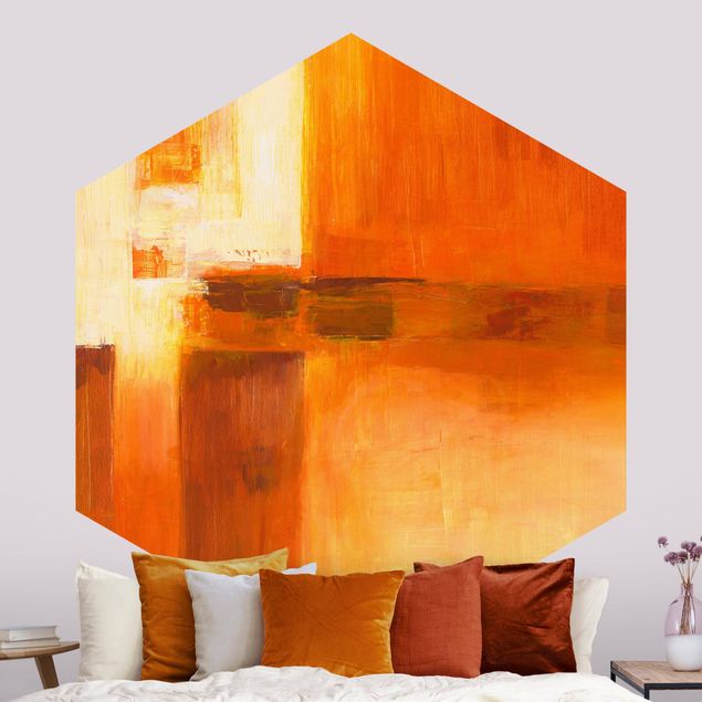 papel de parede para quarto de casal moderno Composition In Orange And Brown 01