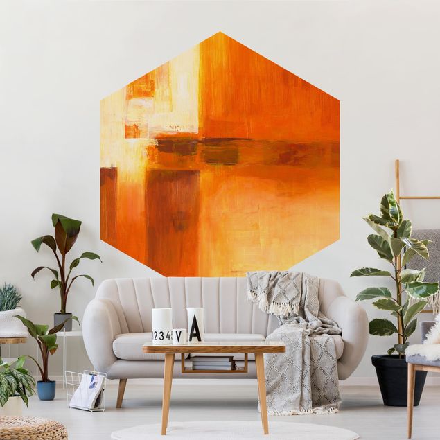 Papel de parede laranja Composition In Orange And Brown 01