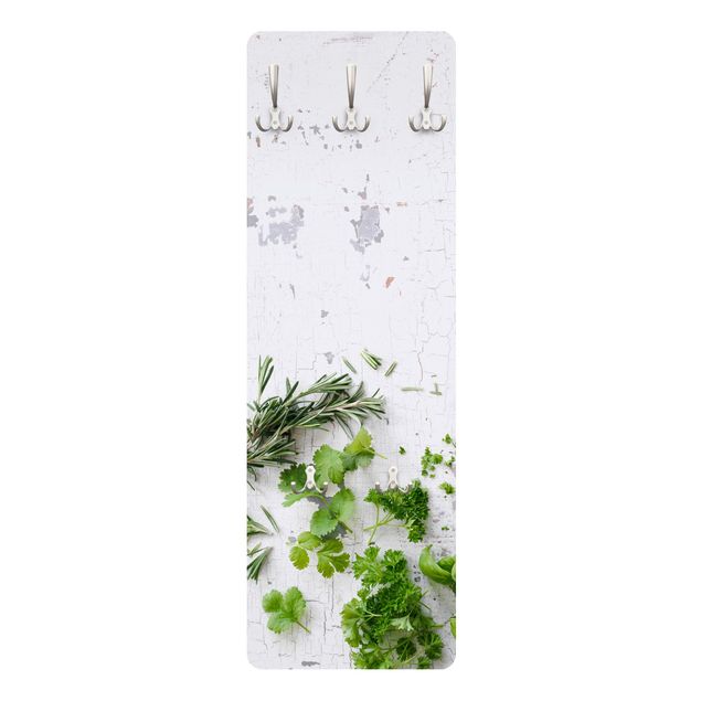 Cabides de parede flores Herbs On Wood Shabby
