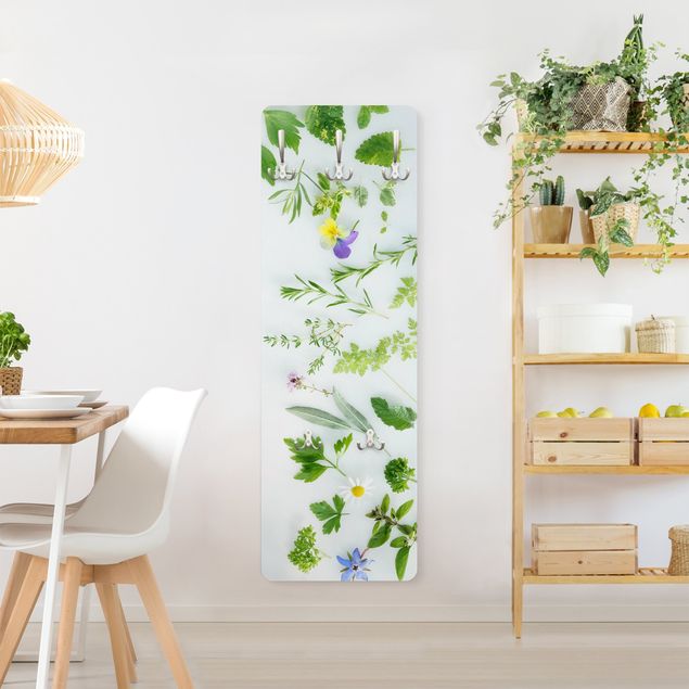 Cabides de parede em verde Herbs And Flowers