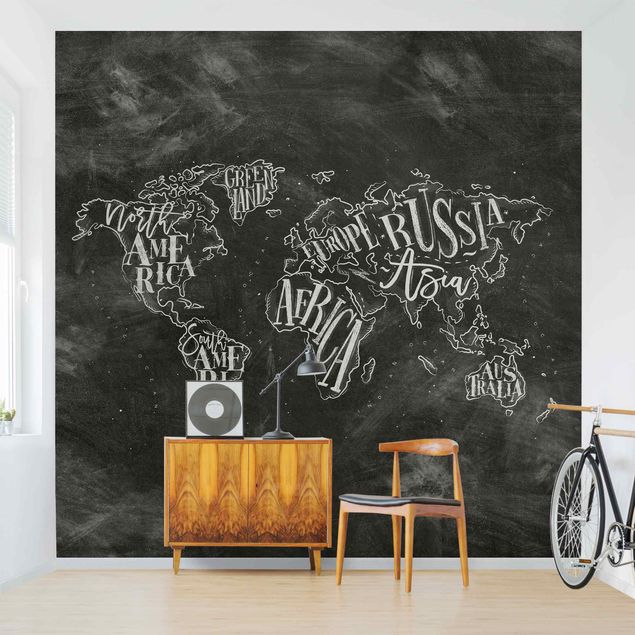 decoraçoes cozinha Chalk World Map